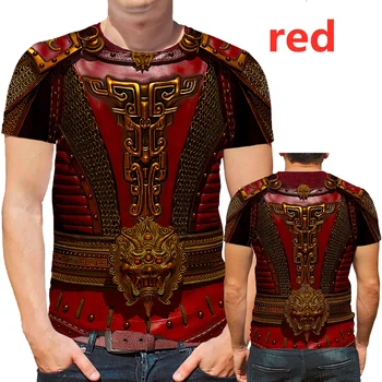 2022 Retro Guerreiro Cavaleiro de Armadura Medieval, T-Shirt de Impressão 3D Camisa Casual Cosplay T-Shirt de Manga Curta Topo