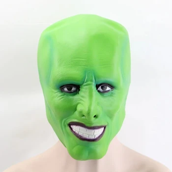 A Máscara De Jim Carrey Cosplay Máscaras Verde Facial Arnês Diabo Látex Capacete Do Traje Do Filme Adereços