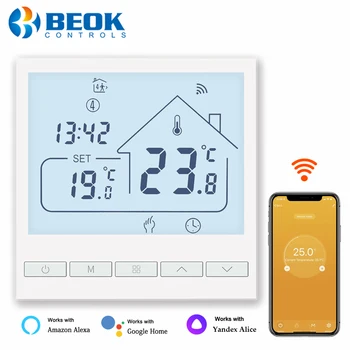 Beok Tuya wi-Fi Termóstato para Aquecimento de Caldeira de Gás da Sala de Controlador de Temperatura Inteligente Tela de LCD Funciona Com a Alice Alexa Inicial do Google