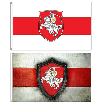 Bielorrússia Bandeira Branca Vermelha Branca Cavaleiro Pagonya 3x5FT Nacional de Revolução Completa Cor Personalizada na Decoração Exterior Publicidade BCHB