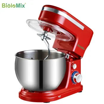 BioloMix 5L de aço inoxidável da bacia 1200W 6-velocidade de alimentos da cozinha batedeira o creme de ovo mixer Chicote misturador de massa de liquidificador amasso