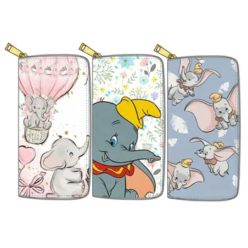 Disney Stitch senhora Dumbo moeda saco Pu princesa bolsa longo do zíper carteira de Sereia dos desenhos animados do titular do cartão