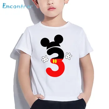 Dos desenhos animados do Rato de 1 a 10 o Número de Impressão de T-shirt Kids as Crianças Felizes Presente de Aniversário Roupas de Meninos/Meninas Engraçado Cute Baby T-shirt