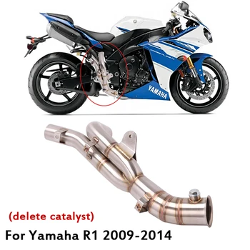Excluir Catalisador Para a Yamaha YZF R1 2009-2014 de Exaustão da Motocicleta Meados de Ligação Tubo de Escape Conectar o Tubo de Deslizamento 2010 2011 2012 2013