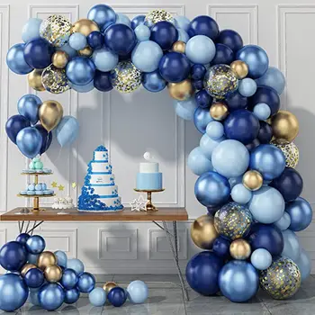 Ouro azul Balão Garland Arco de Casamento, Festa de Aniversário, Decoração de chá de Bebê de Menino Menina 1º Aniversário Confete Decoração com balões